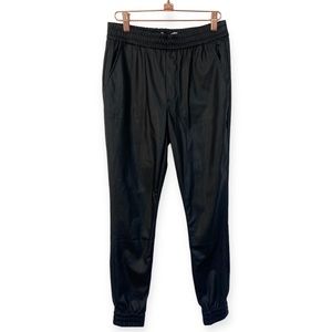 Dear John Black Faux Leather Jacey Joggers Pants XS NWT